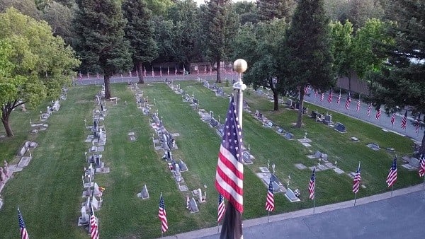 Ariel View of Flag and graves